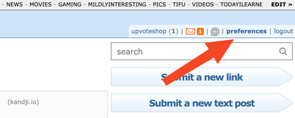 preferences button reddit